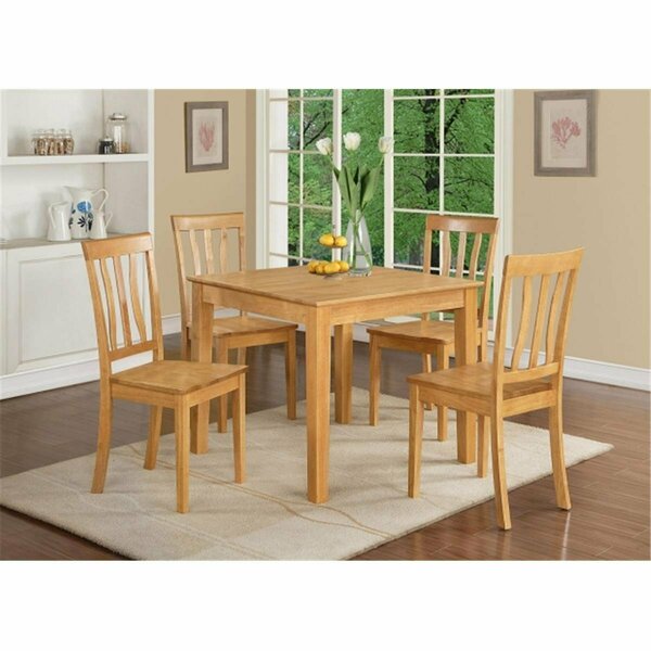 East West Furniture 3 Piece Small Kitchen Table Set-Square Table and 2 Dining Chairs OXAV3-OAK-W